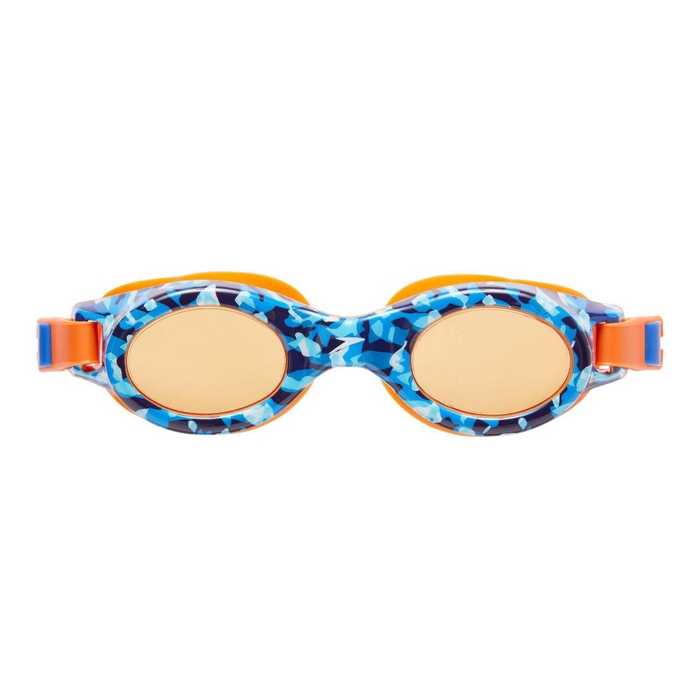 slide 2 of 3, Speedo Junior Glide Print Goggles - Blue/Orange Amber, 1 ct