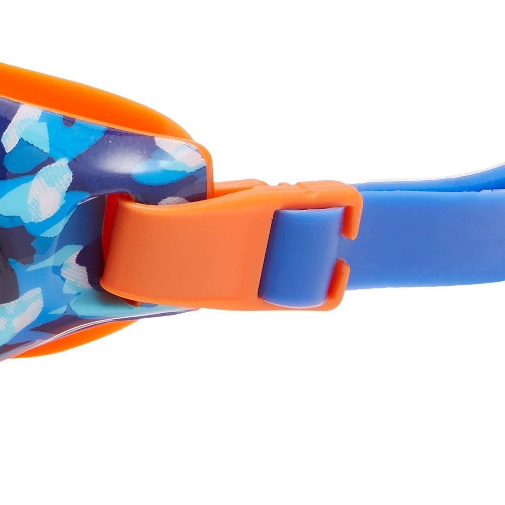 slide 3 of 3, Speedo Junior Glide Print Goggles - Blue/Orange Amber, 1 ct