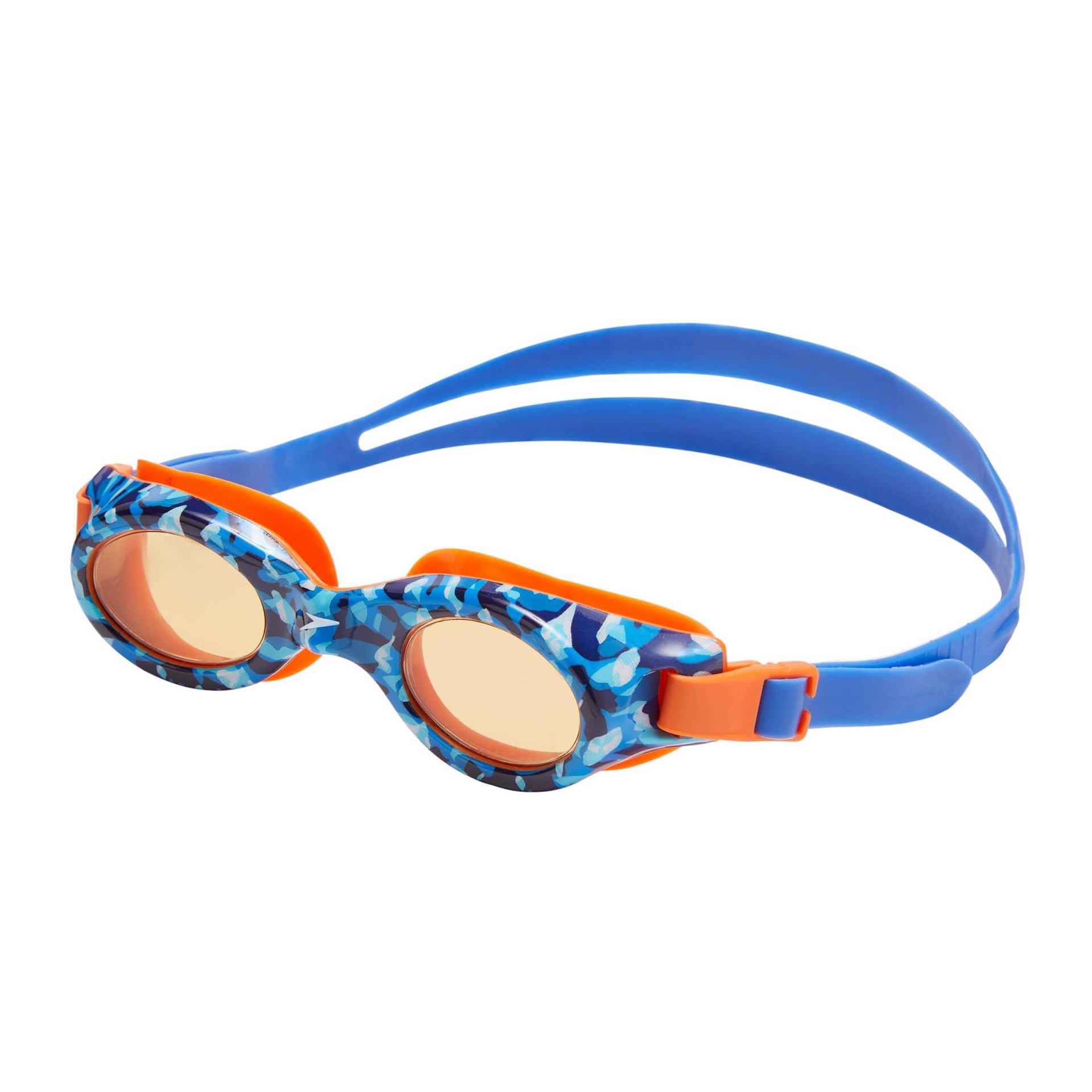 slide 1 of 3, Speedo Junior Glide Print Goggles - Blue/Orange Amber, 1 ct