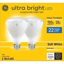 GE Household Lighting GE 2pk 150W Ultra Bright BR30 LED Indoor Floodlight Soft White