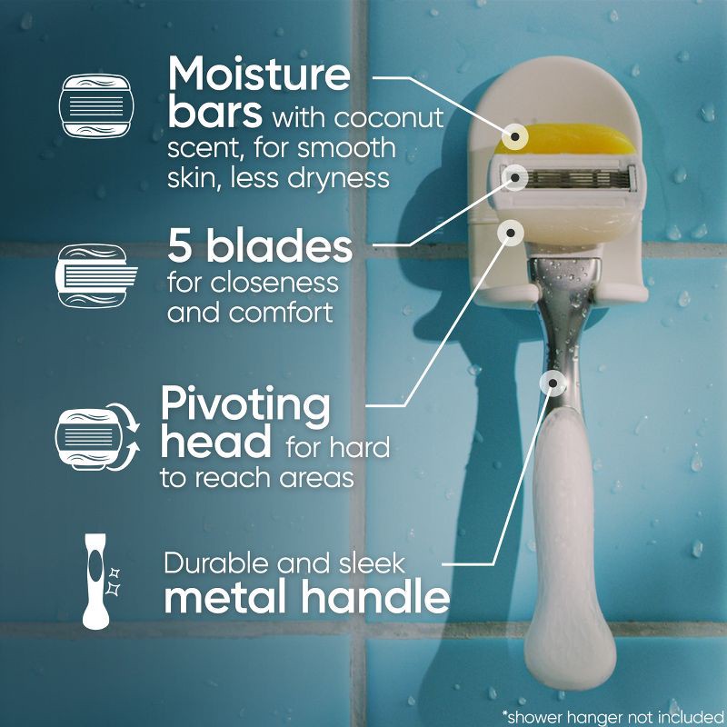 slide 3 of 8, Venus Comfortglide with Olay Coconut Women's Razor + 2 Razor Blade Refills, 1 ct