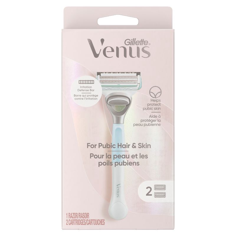 slide 2 of 8, Venus for Pubic Hair & Skin Women's Razor + 2 Razor Blade Refills, 1 ct