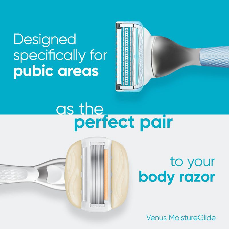 slide 5 of 9, Venus for Pubic Hair & Skin Women's Razor + 2 Razor Blade Refills, 1 ct