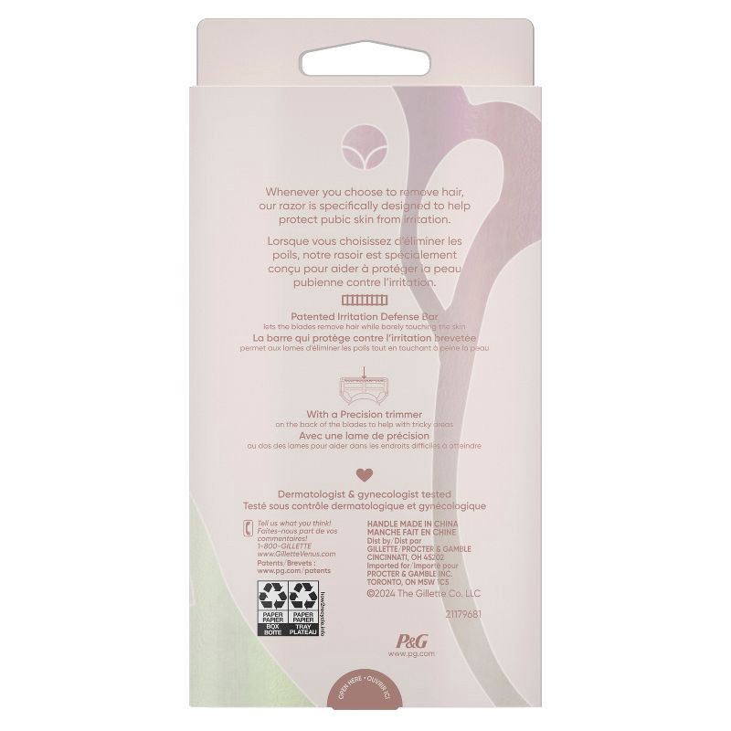 slide 9 of 9, Venus for Pubic Hair & Skin Women's Razor + 2 Razor Blade Refills, 1 ct