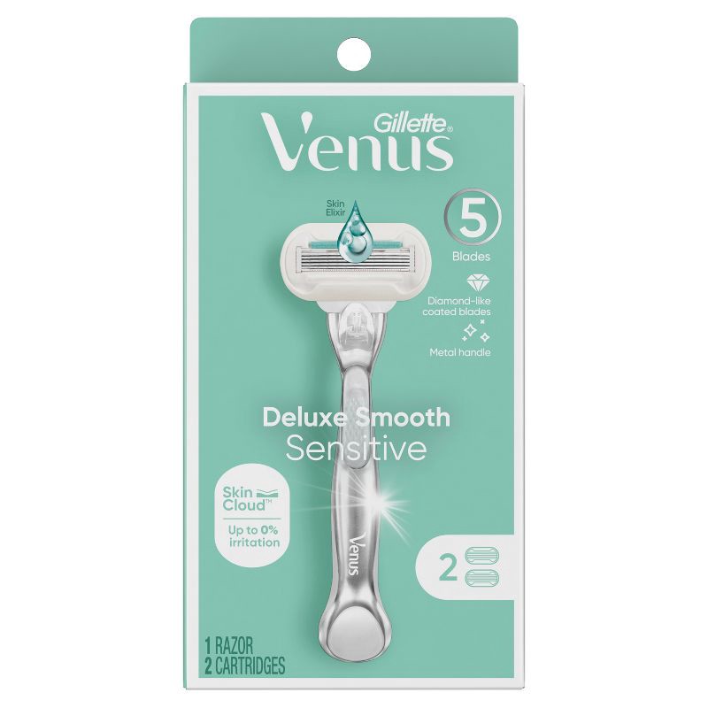 slide 2 of 8, Venus Deluxe Smooth Sensitive Women's Razor + 2 Razor Blade Refills, 1 ct