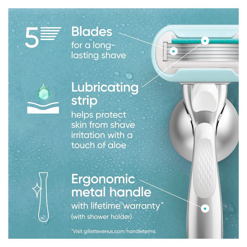 slide 4 of 11, Venus Extra Smooth Sensitive Women's Razor Handle, 2 Razor Blade Refills and Shower Holder, 1 ct