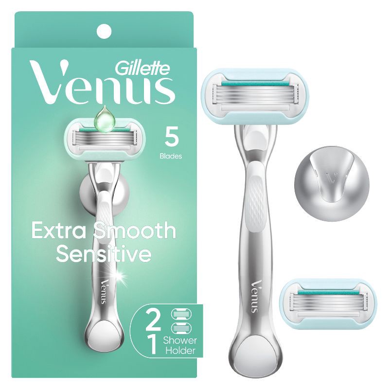 slide 1 of 8, Venus Deluxe Smooth Sensitive Women's Razor + 2 Razor Blade Refills, 1 ct