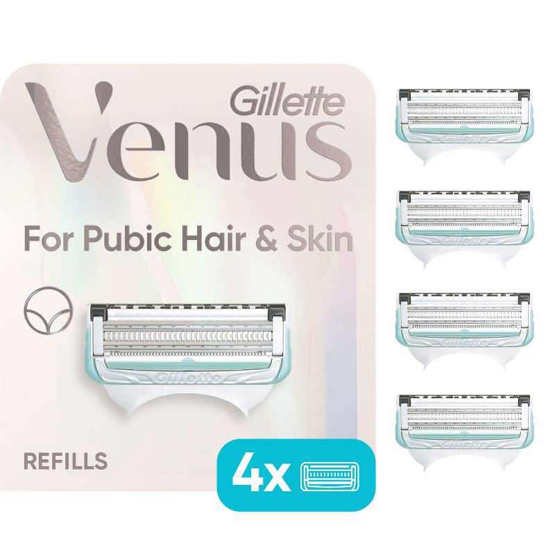 slide 1 of 8, Venus for Pubic Hair & Skin Women's Razor Blade Refills - 4ct, 4 ct