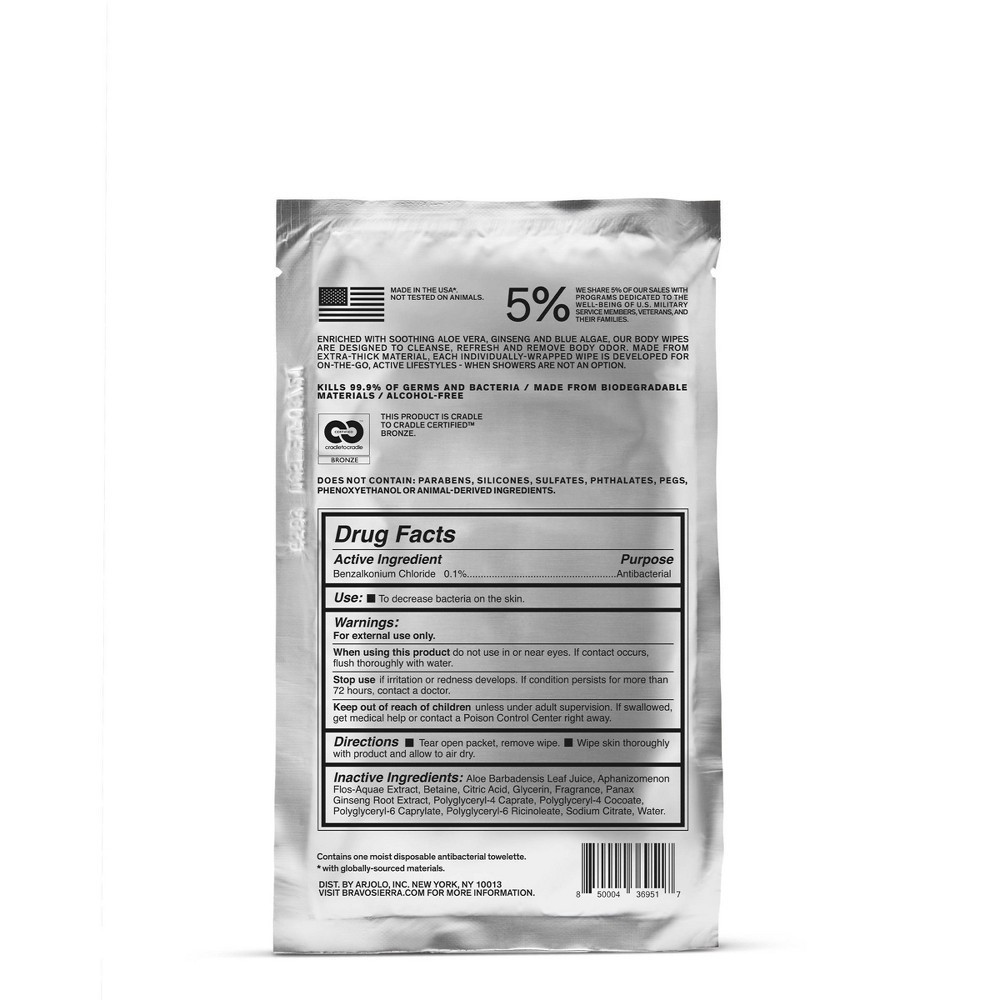 slide 4 of 7, BRAVO SIERRA Antibacterial Extra-Thick Biodegradable Body Wipes - 10ct, 10 ct