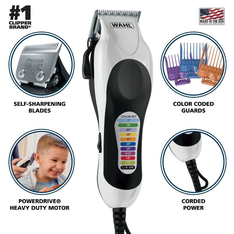 slide 3 of 10, Wahl Color Pro Plus Corded Electric Hair Clipper Set with Color Coded Attachment Guards, 1 ct