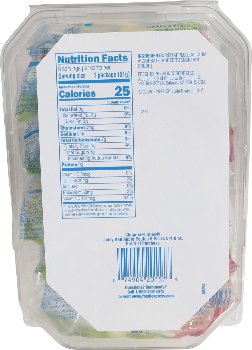 slide 6 of 13, Chiquita Bites Peeled Juicy Red Apple 5 - 1.8 oz Packs, 5 ct