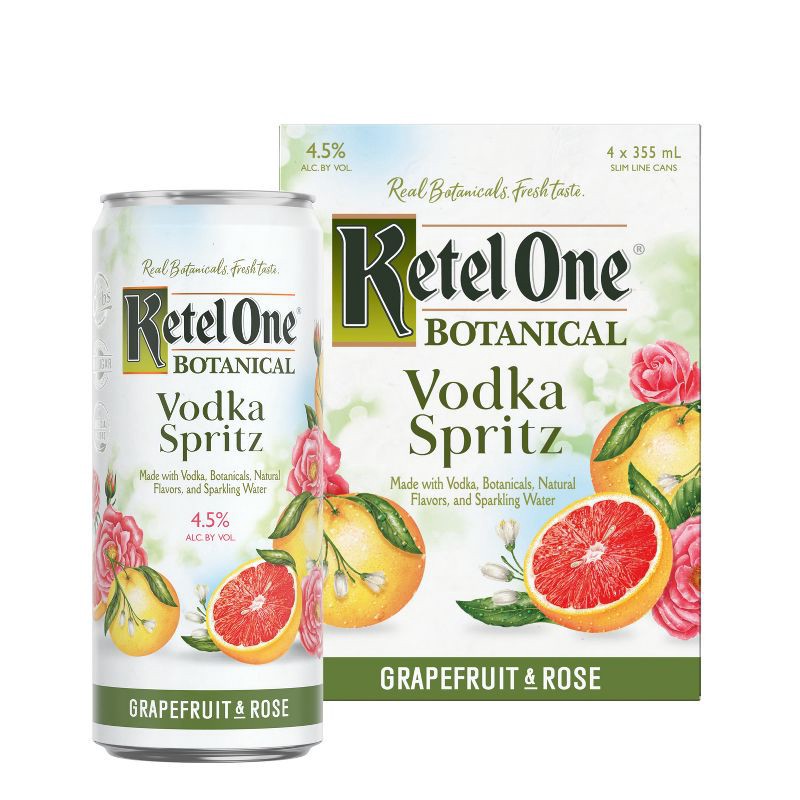 slide 2 of 6, Ketel One Botanical Grapefruit & Rose Vodka Spritz - 4pk/355ml Cans, 4 ct; 355 ml