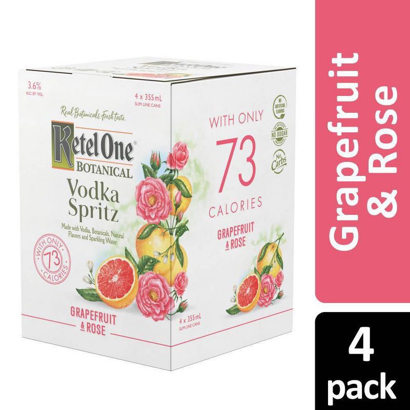 slide 2 of 6, Ketel One Botanical Grapefruit & Rose Vodka Spritz - 4pk/355ml Cans, 4 ct; 355 ml