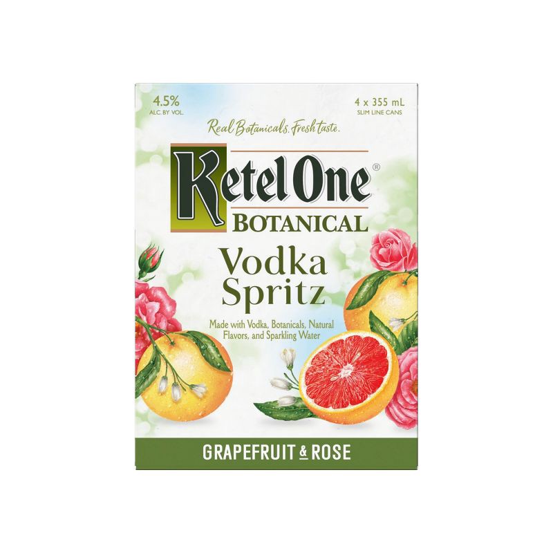 slide 3 of 6, Ketel One Botanical Grapefruit & Rose Vodka Spritz - 4pk/355ml Cans, 4 ct; 355 ml