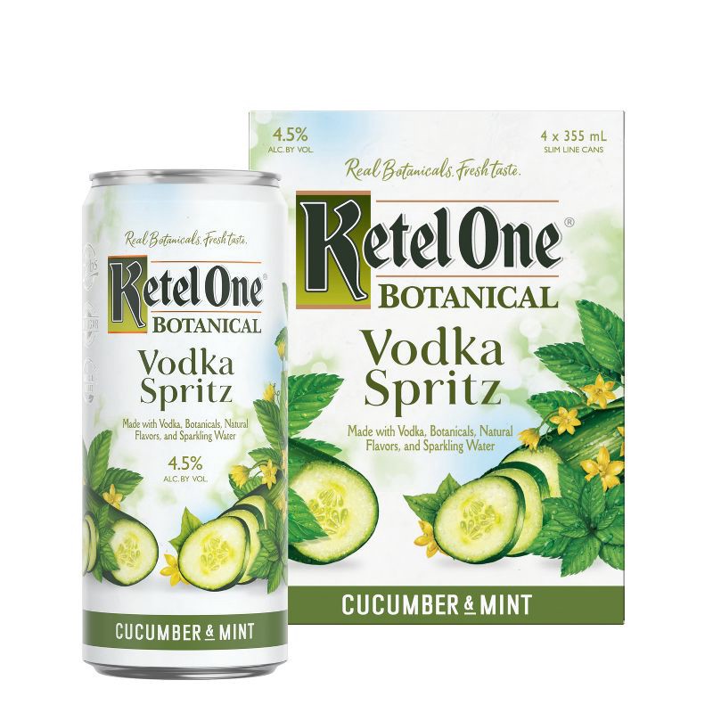 slide 2 of 5, Ketel One Botanical Cucumber & Mint Vodka Spritz - 4pk/355ml Cans, 4 ct; 355 ml