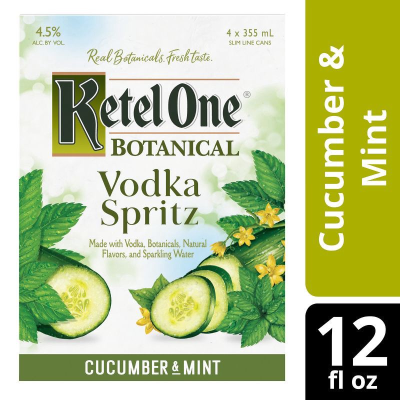 slide 1 of 6, Ketel One Botanical Cucumber & Mint Vodka Spritz - 4pk/355ml Cans, 4 ct; 355 ml