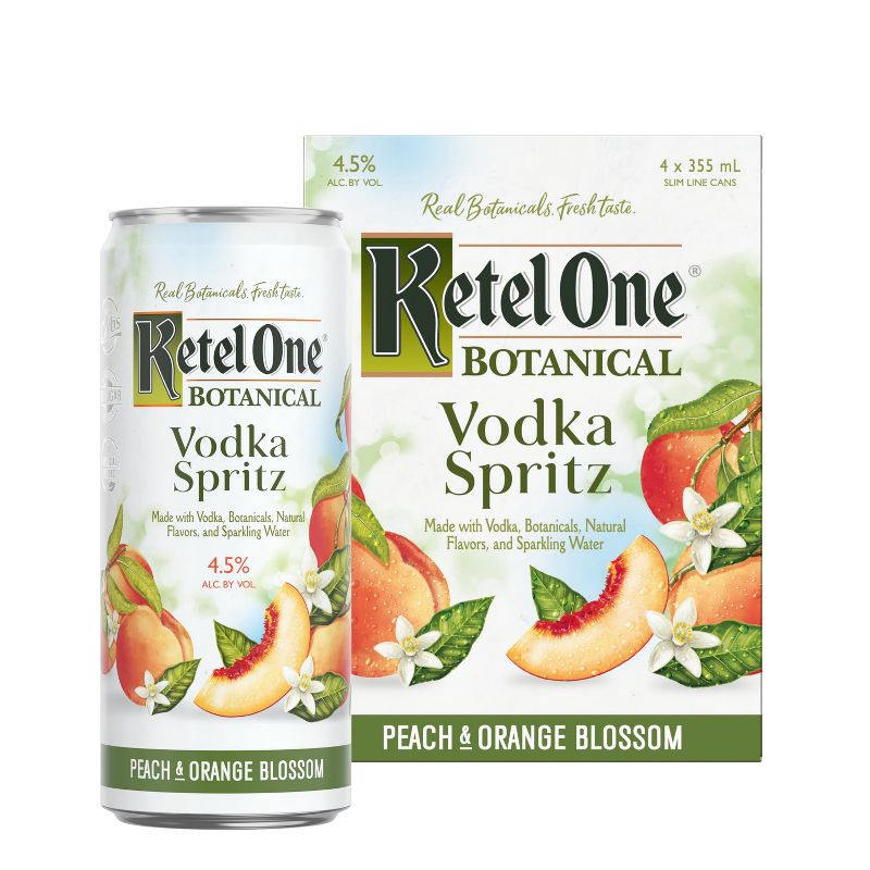 slide 2 of 6, Ketel One Botanical Peach & Orange Blossom Vodka Spritz - 4pk/355ml Cans, 4 ct; 355 ml