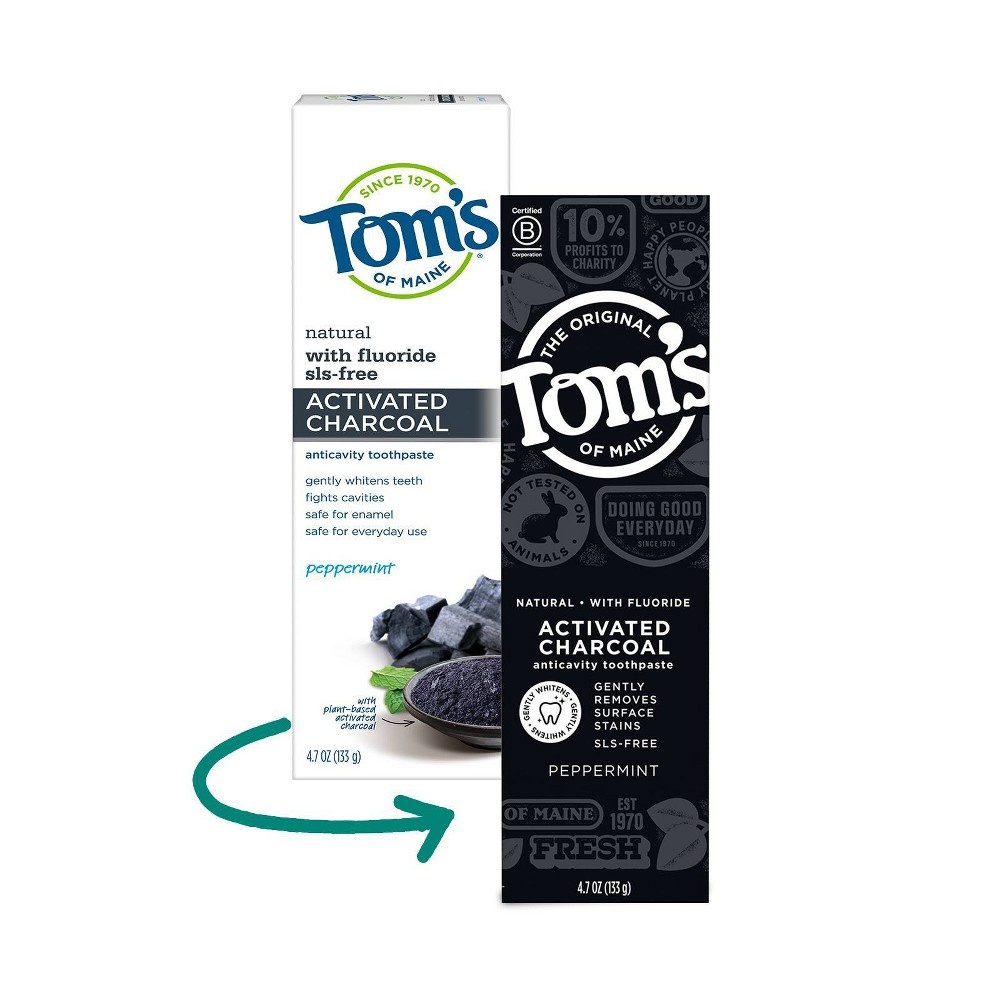 slide 2 of 5, Tom's of Maine Luminous White Toothpaste Charcoal Wintergreen, 4 oz