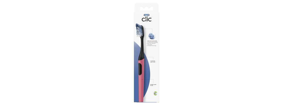 slide 3 of 3, Oral-B Clic Toothbrush Handle with Replaceable Brush Head Coral - 1ct, 1 ct