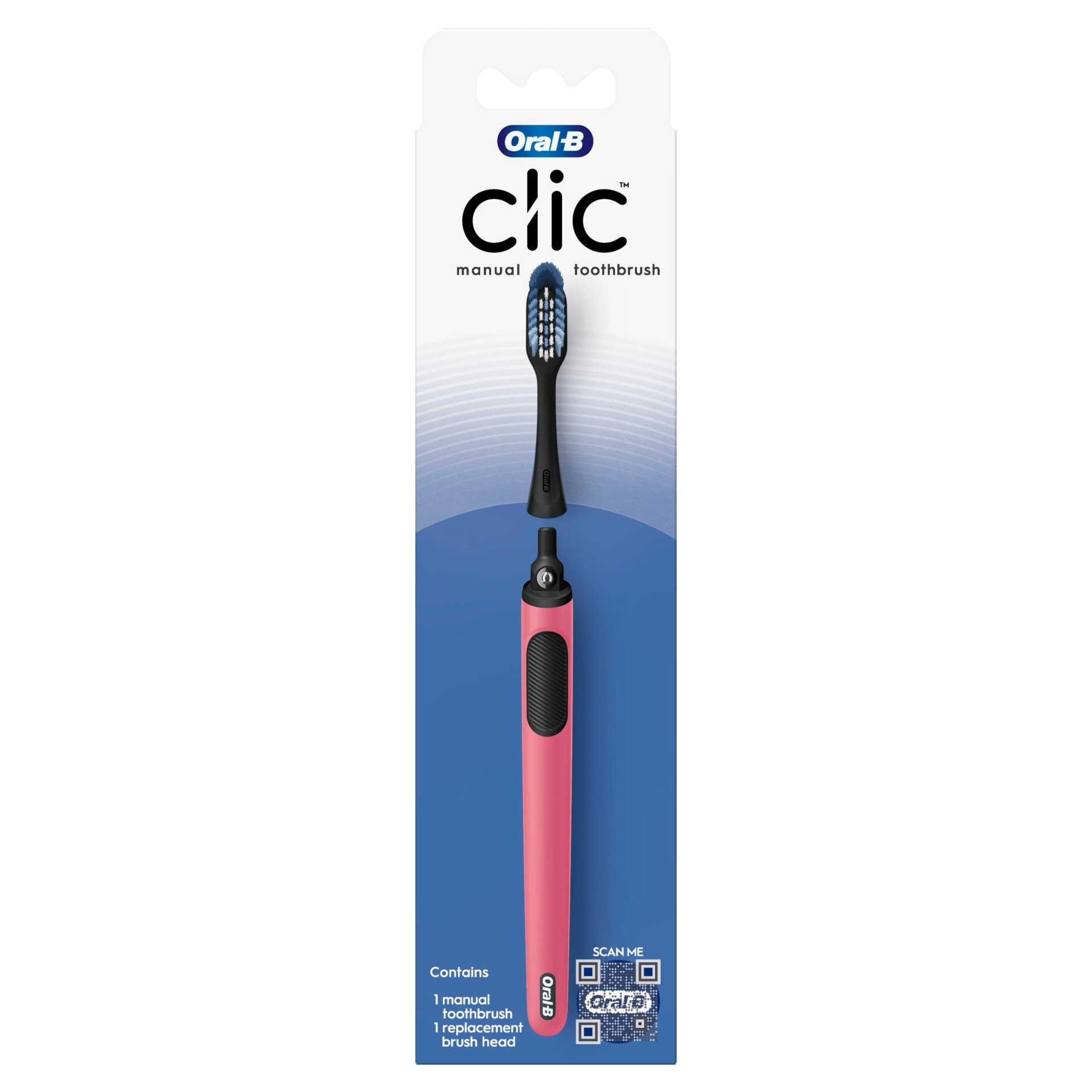 slide 1 of 3, Oral-B Clic Toothbrush Handle with Replaceable Brush Head Coral - 1ct, 1 ct