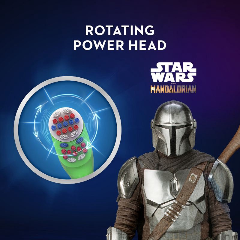 slide 6 of 6, Oral-B Kid's Battery Toothbrush featuring Star Wars The Mandalorian, Soft Bristles, for Kids 3+, 1 ct