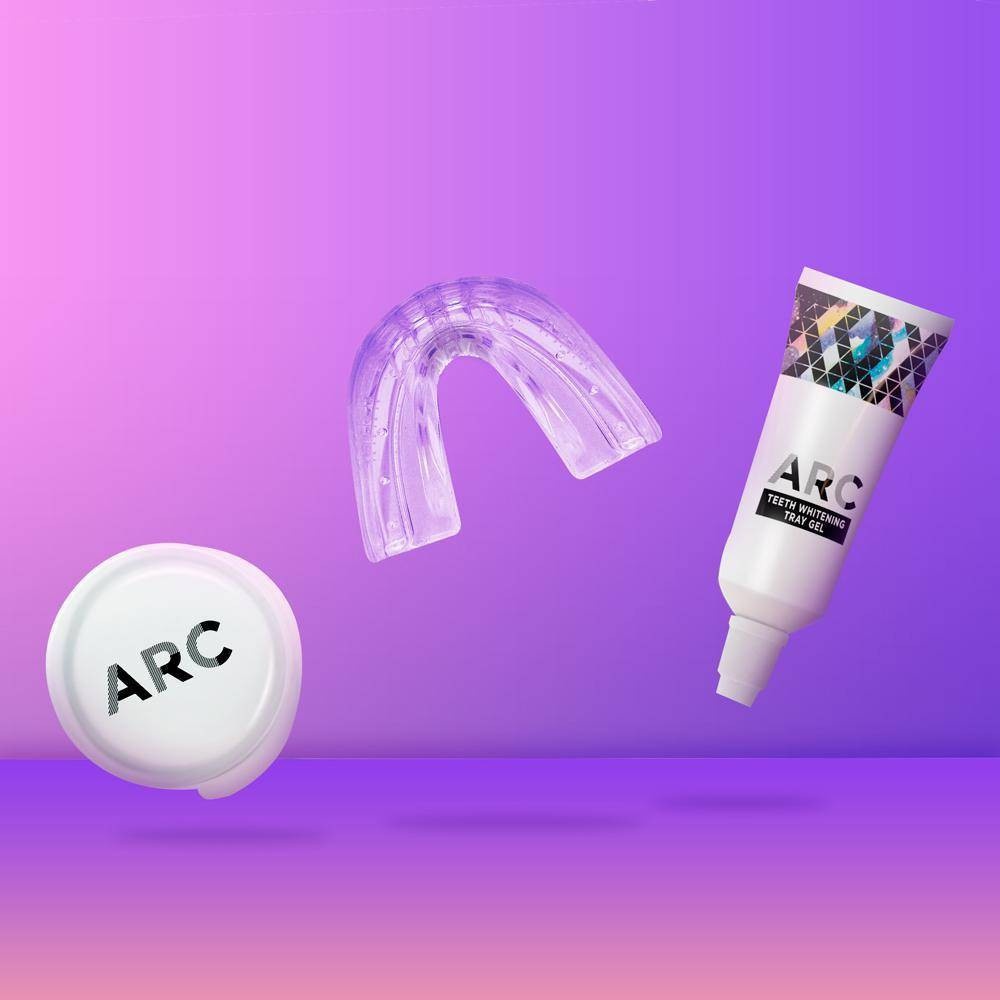 slide 6 of 8, ARC Oral Care ARC Whitening Kit with Hydrogen Peroxide includes Whitening Tray + Whitening Gel + Storage Case, 0.68 oz