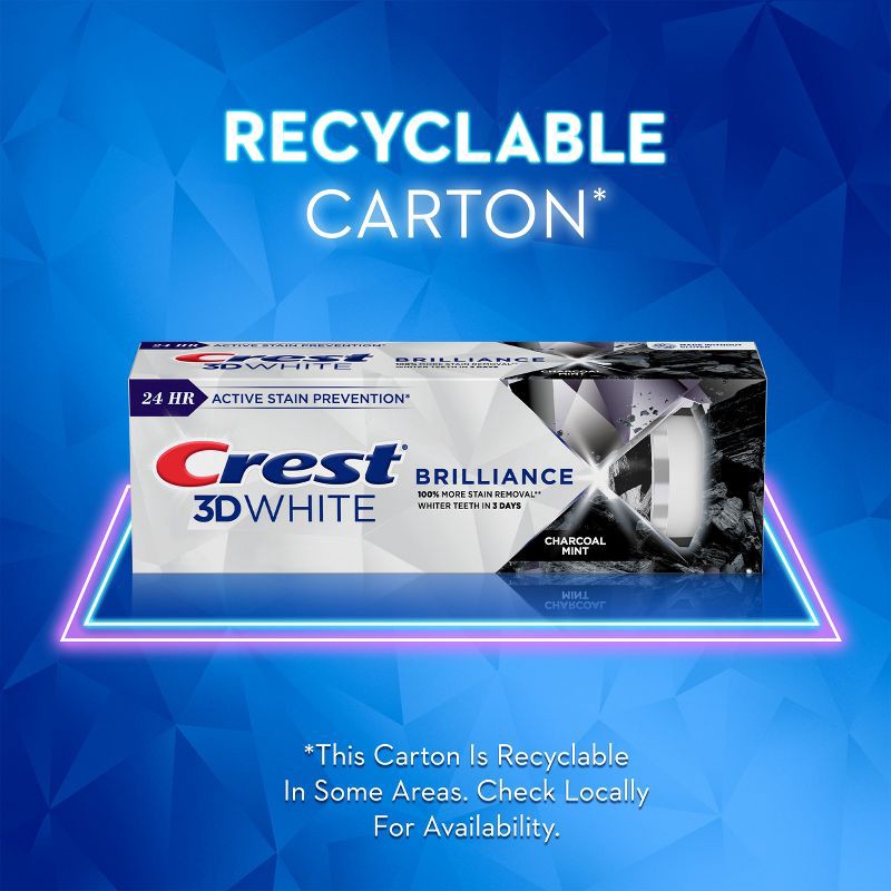 slide 6 of 12, Crest 3D White Brilliance Charcoal Teeth Whitening Toothpaste - 3.5oz, 3.5 oz
