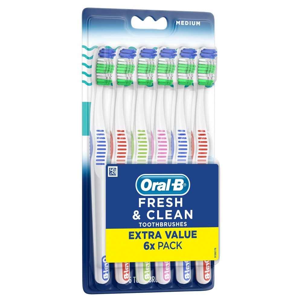 slide 3 of 4, Oral-B Fresh & Clean Toothbrushes - Medium, 6 ct