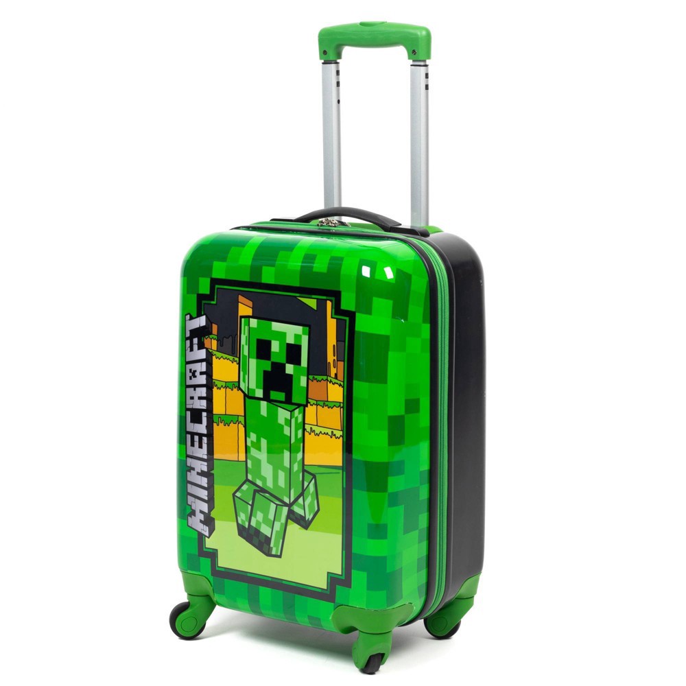 slide 4 of 12, Minecraft Kids' ABS Creeper Hardside Carry On Suitcase, 1 ct