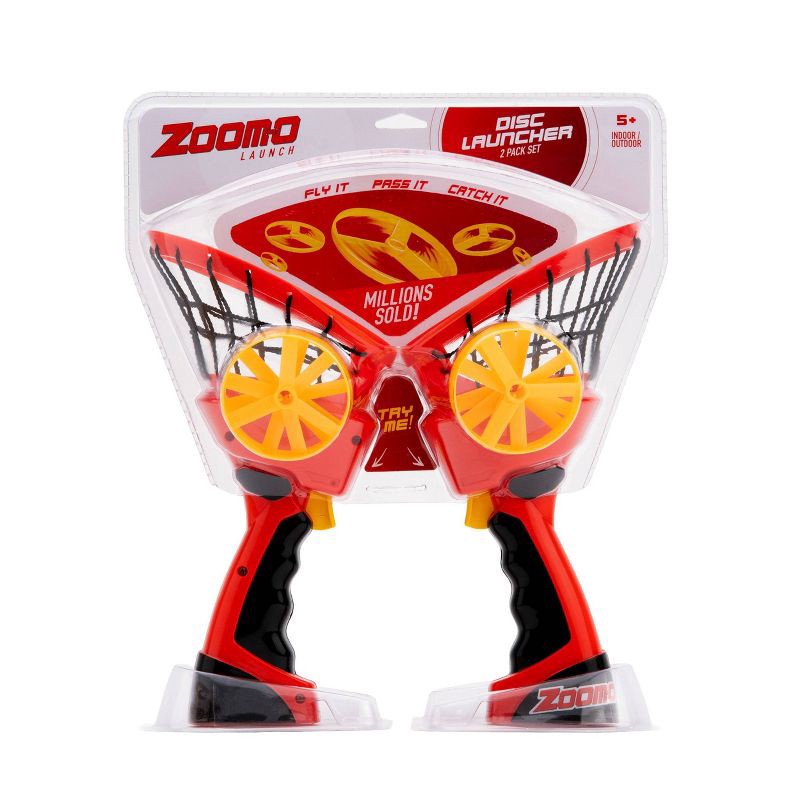 slide 6 of 8, Zoom-O Disc Launcher - 2pk: Outdoor Sports Toys for Kids, 2 ct