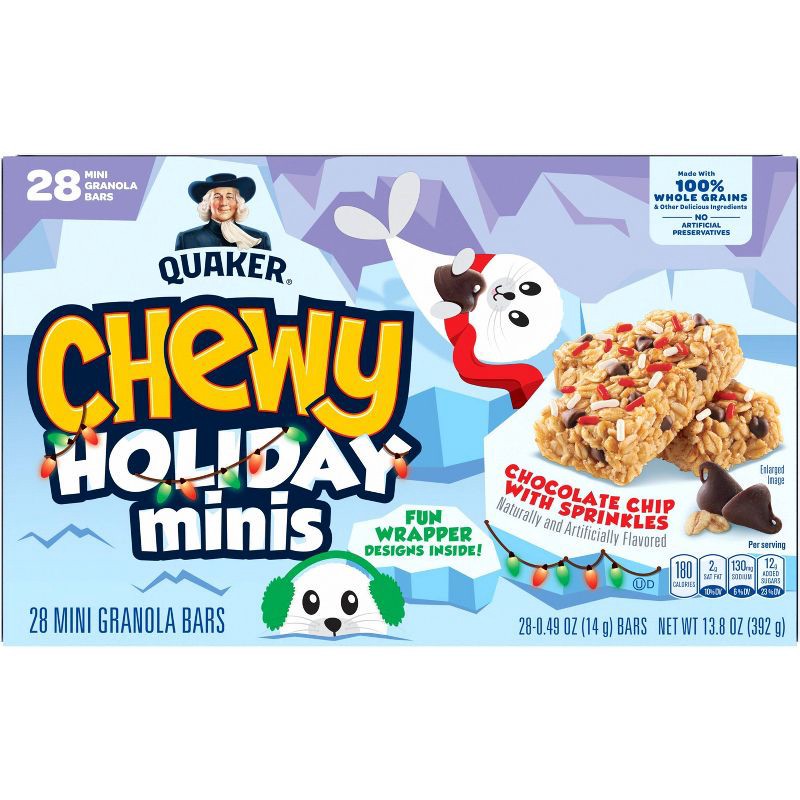 slide 3 of 7, Quaker Chewy Snack Bars Christmas Minis - 13.8oz/28ct, 13.8 oz, 28 ct
