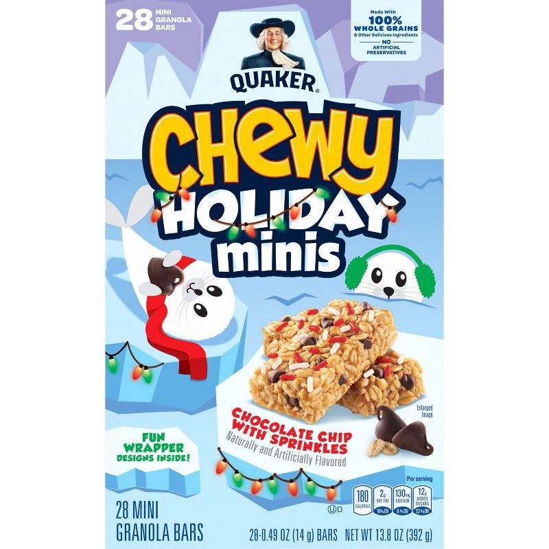 slide 1 of 7, Quaker Chewy Snack Bars Christmas Minis - 13.8oz/28ct, 13.8 oz, 28 ct