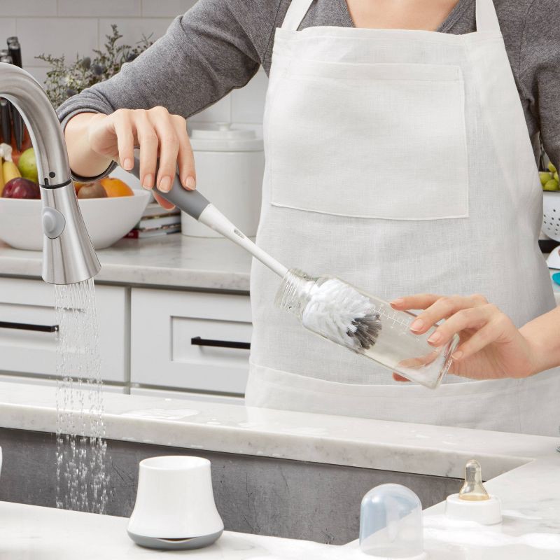 slide 4 of 7, OXO TOT Bottle Brush with Bristled Cleaner & Stand - Gray, 1 ct