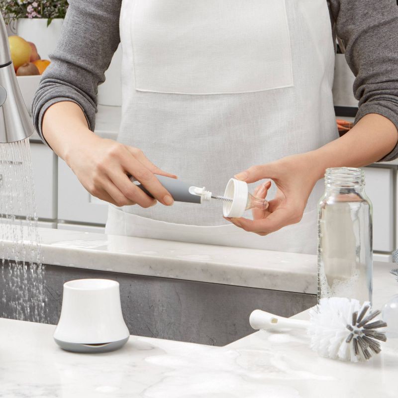 slide 5 of 7, OXO TOT Bottle Brush with Bristled Cleaner & Stand - Gray, 1 ct