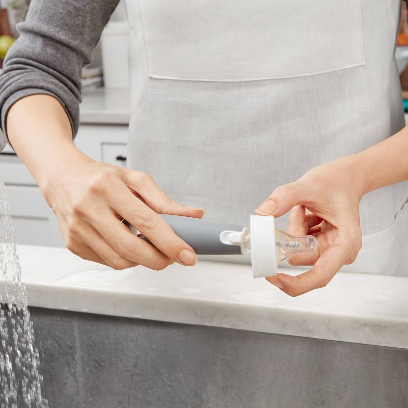 slide 6 of 7, OXO TOT Bottle Brush with Bristled Cleaner & Stand - Gray, 1 ct