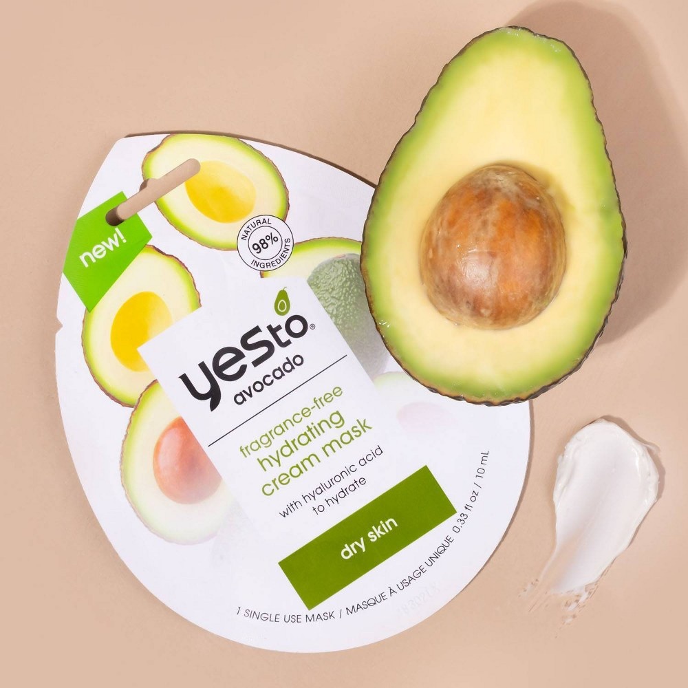 slide 10 of 10, Yes to Avocado Cream Mask - Unscented, 0.33 fl oz