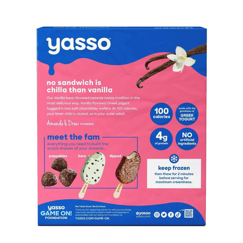 slide 2 of 8, Yasso Vanilla Bean Frozen Greek Yogurt Sandwich - 10 fl oz/4ct, 4 ct; 10 fl oz