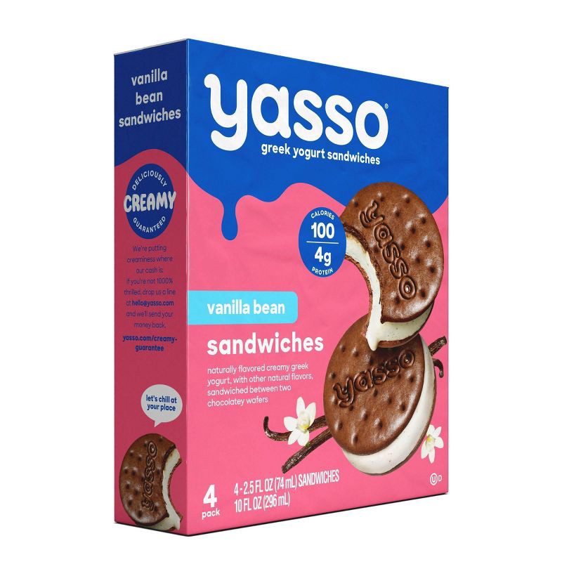 slide 3 of 8, Yasso Vanilla Bean Frozen Greek Yogurt Sandwich - 10 fl oz/4ct, 4 ct; 10 fl oz