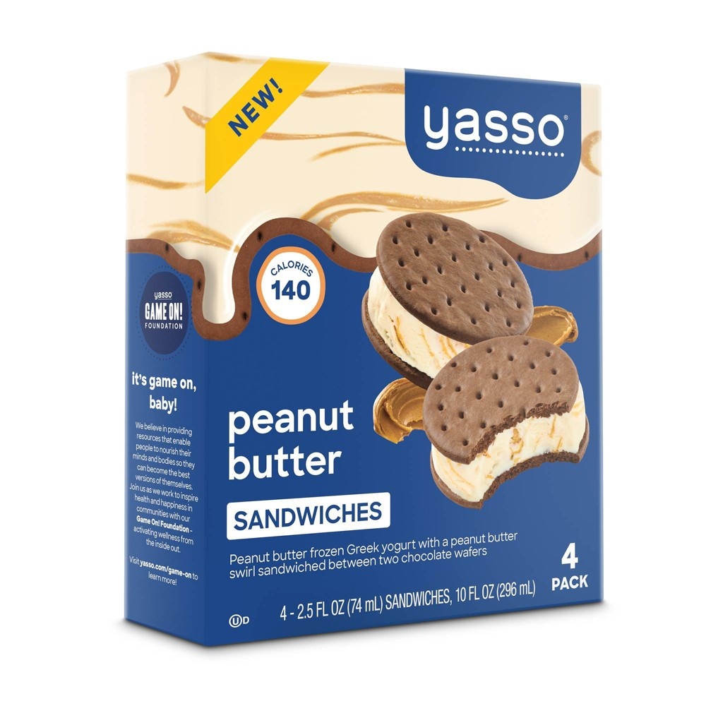 slide 5 of 8, Yasso Peanut Butter Frozen Greek Yogurt Sandwich, 10 oz, 4 ct