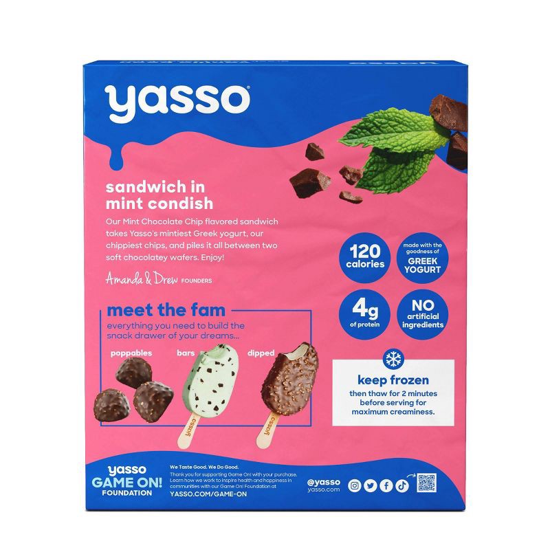 slide 2 of 8, Yasso Mint Chocolate Chip Frozen Greek Yogurt Sandwich - 10oz/4ct, 4 ct; 10 oz