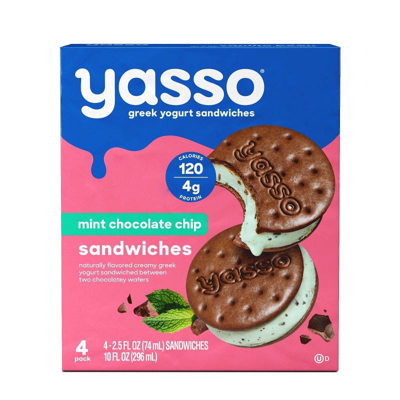 slide 1 of 8, Yasso Mint Chocolate Chip Frozen Greek Yogurt Sandwich - 10oz/4ct, 4 ct; 10 oz