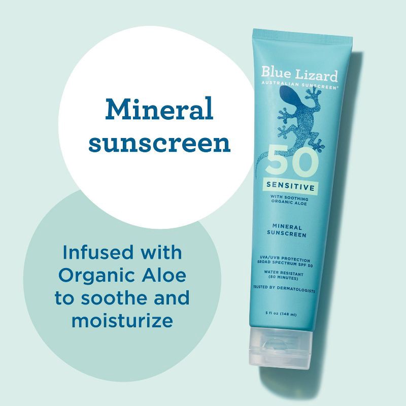 slide 3 of 11, Blue Lizard Sensitive Mineral Sunscreen Lotion - SPF 50+ - 5 fl oz, 5 fl oz