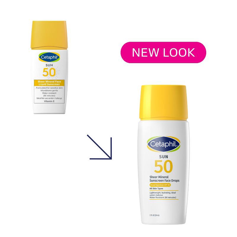 slide 4 of 8, Cetaphil Sheer Mineral Liquid Face Sunscreen SPF 50 - 1.7 fl oz, 0 x 1.7 fl oz