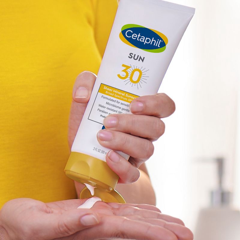 slide 2 of 6, Cetaphil Sheer Mineral Sunscreen Lotion for Face & Body - SPF 30 - 3 fl oz, 30 ct; 3 fl oz