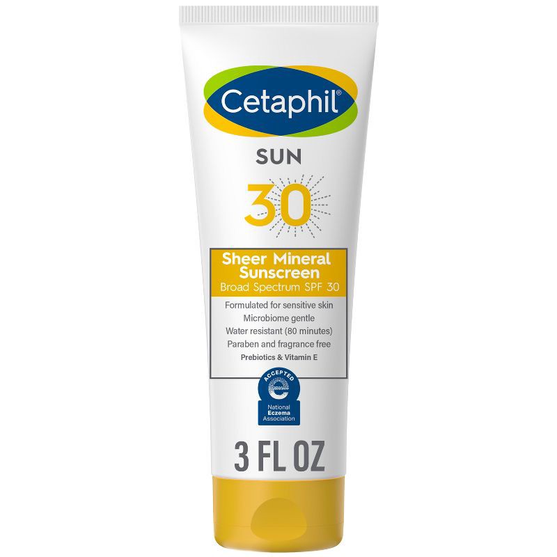 slide 1 of 6, Cetaphil Sheer Mineral Sunscreen Lotion for Face & Body - SPF 30 - 3 fl oz, 30 ct; 3 fl oz