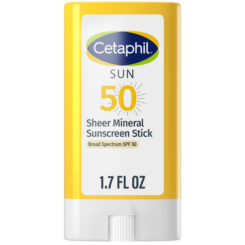 slide 1 of 7, Cetaphil Sheer Mineral Sunscreen Stick SPF 50, Face & Body - 0.5 fl oz, 0.5 fl oz