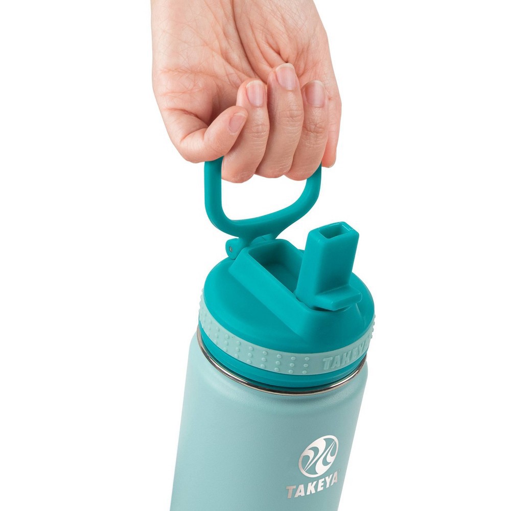 slide 4 of 4, Takeya 14oz Actives Insulated Stainless Steel Bottle with Straw Lid - Mint, 1 ct