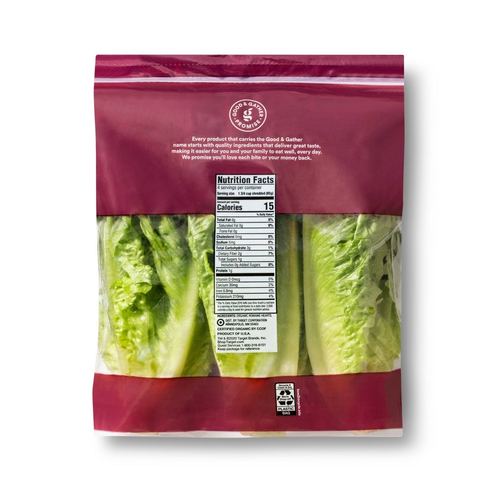 slide 2 of 2, Organic Romaine Hearts - Good & Gather, 3 ct; 12 oz