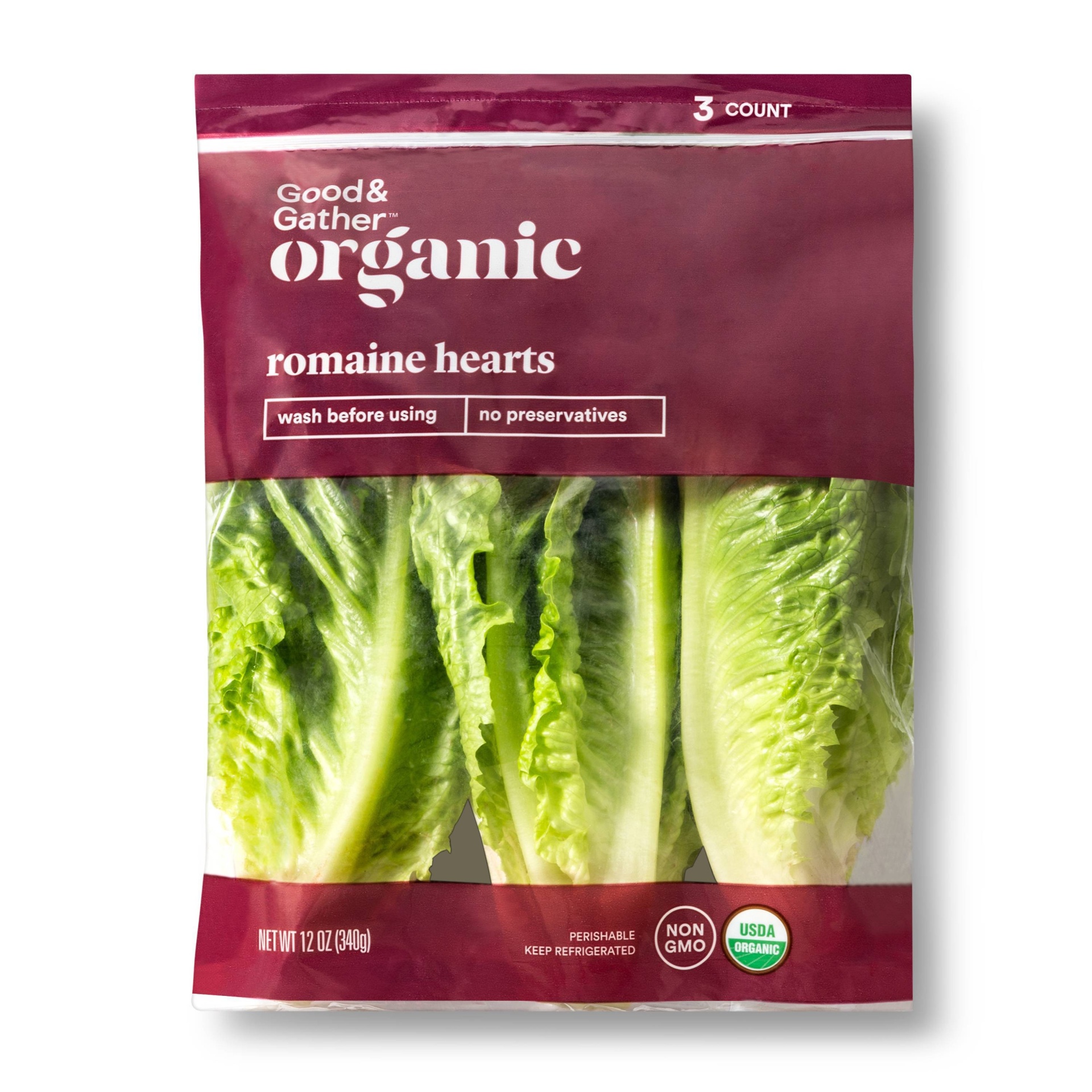 slide 1 of 2, Organic Romaine Hearts - Good & Gather, 3 ct; 12 oz