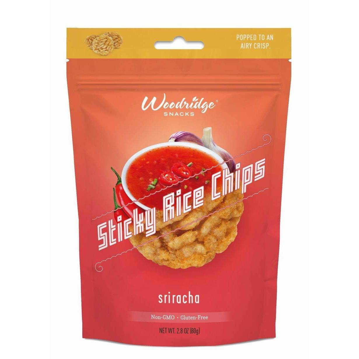 slide 1 of 3, Woodridge Sriracha Sticky Rice Chips, 2.8 oz